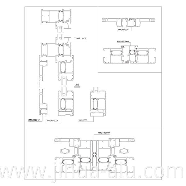 Aluminum XMGR108 Insulated Window Yarn One Assembly Structure